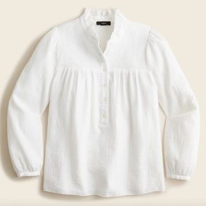 NWT J.Crew White Long-Sleeve Soft Gauze Garden Top (Size S)